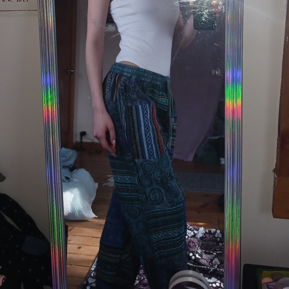 MEXICALI BLUES BAGGY MULTICOLOR PATCHWORK PANTS SMALL - Picture 5 of 9